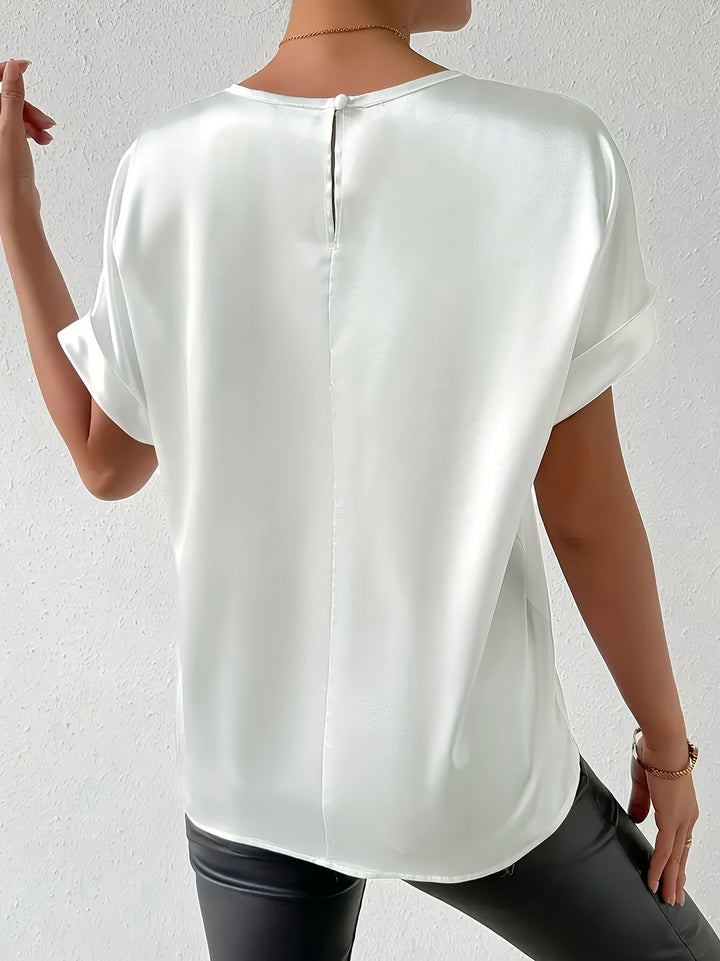 Calveth | Women's Satin Short Sleeve Top - Image 7