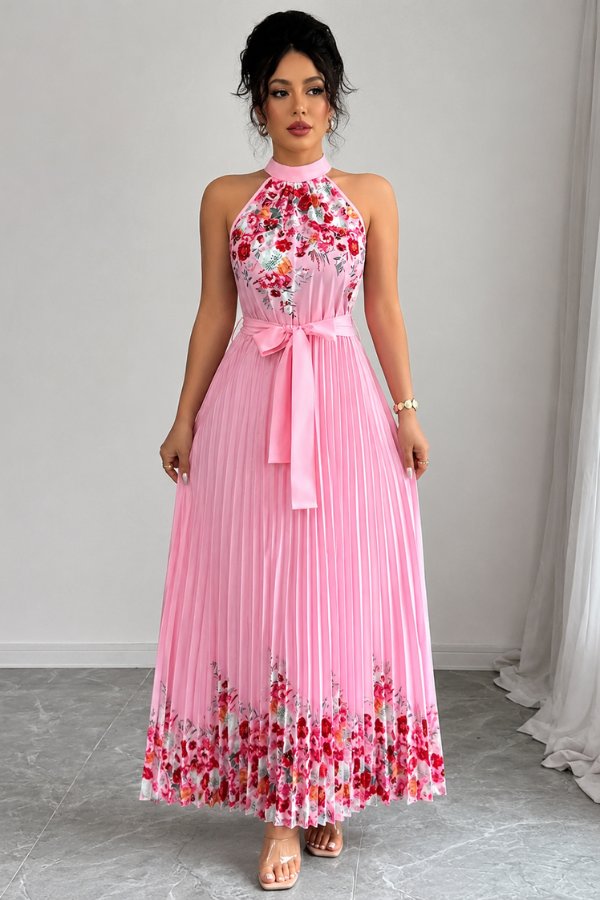 Calveth | Women's Summer Midi Dress - Pink - Image 1