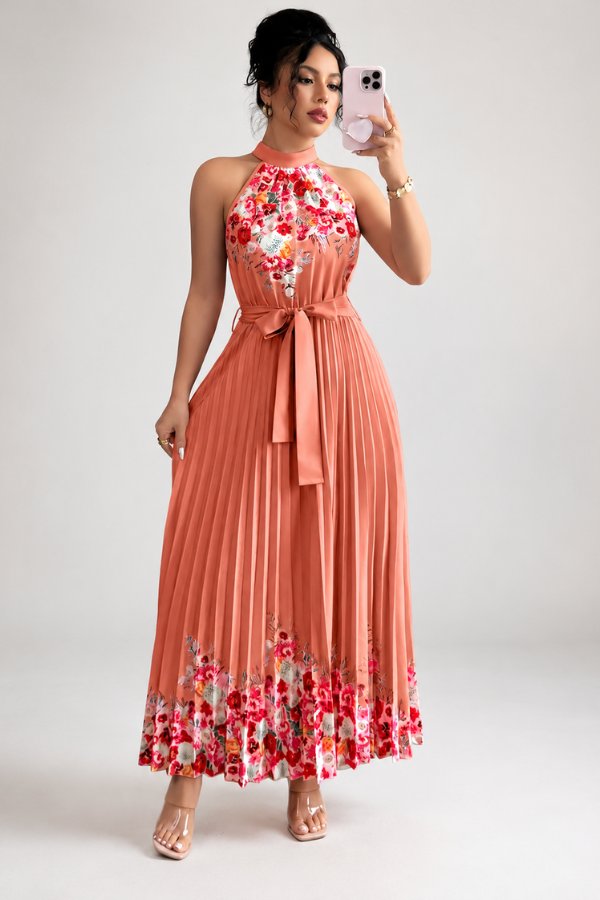 Calveth | Women's Summer Midi Dress - Pink - Image 14