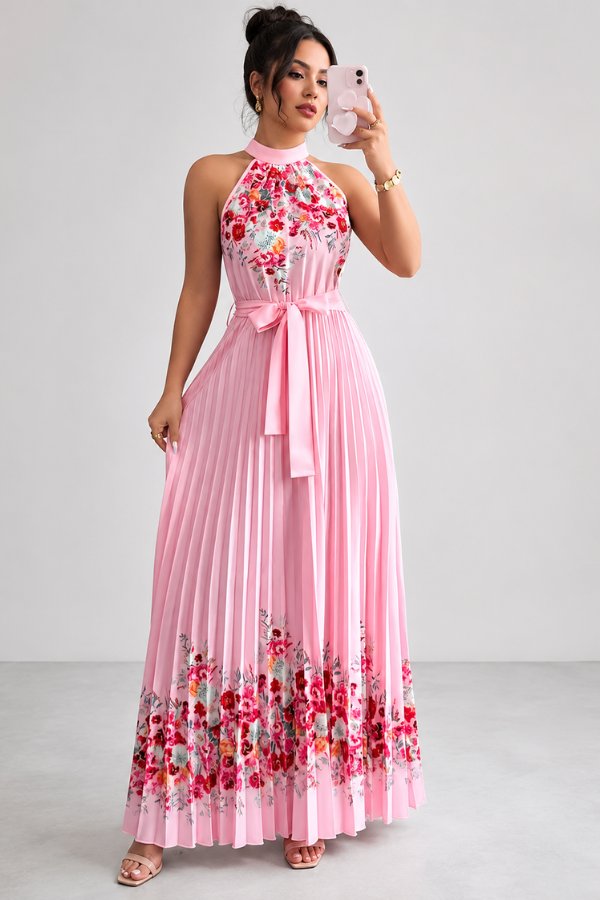 Calveth | Women's Summer Midi Dress - Pink - Image 2