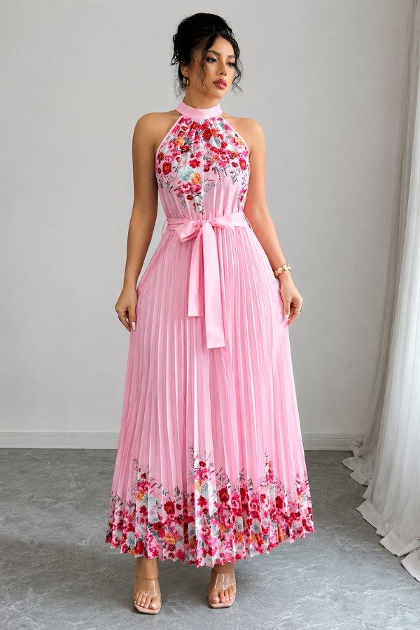 Calveth | Women's Summer Midi Dress - Pink - Image 3