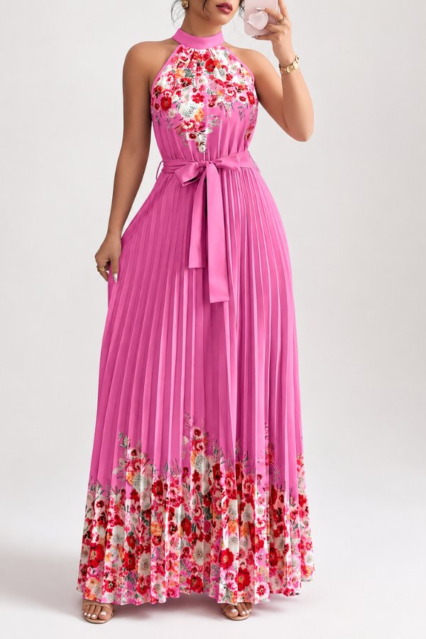 Calveth | Women's Summer Midi Dress - Pink - Image 9