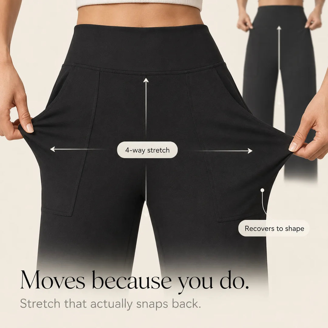 Calveth | Women's Wide Leg Cropped Pants with Pockets - Black - Image 12