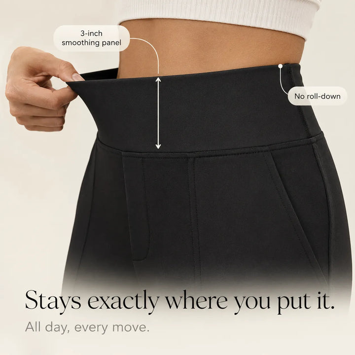 Calveth | Women's Wide Leg Cropped Pants with Pockets - Black - Image 7