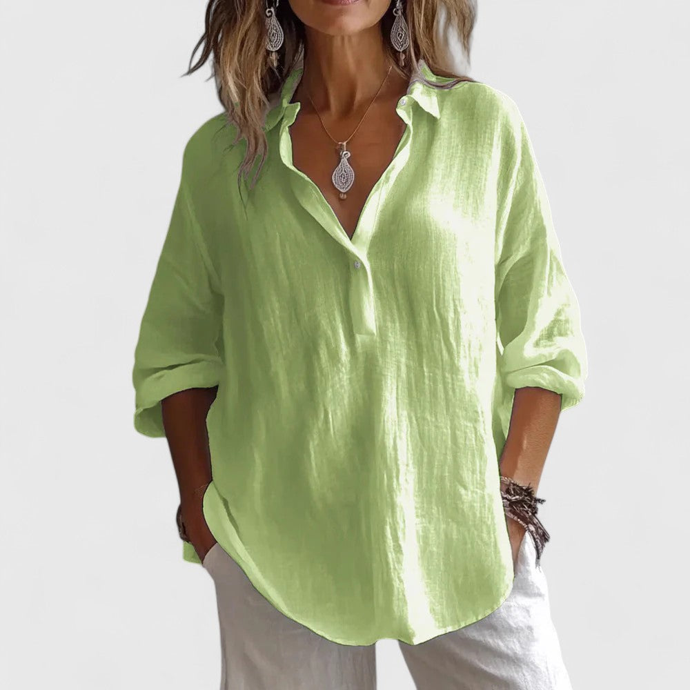 Calvinda | Women's Boho Blouse Long Sleeve Top - Image 2