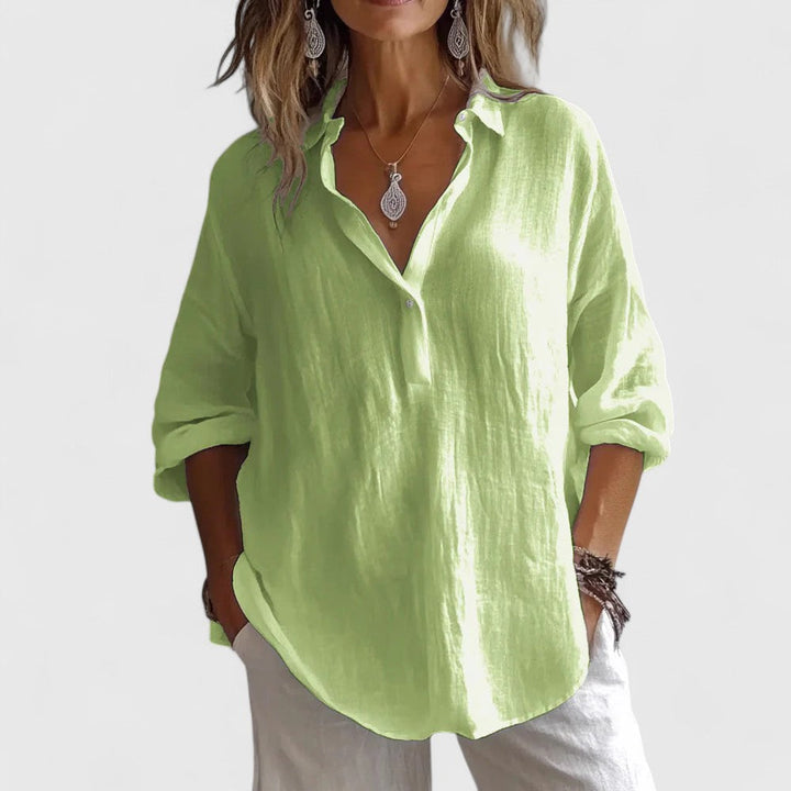 Calvinda | Women's Boho Blouse Long Sleeve Top - Image 2