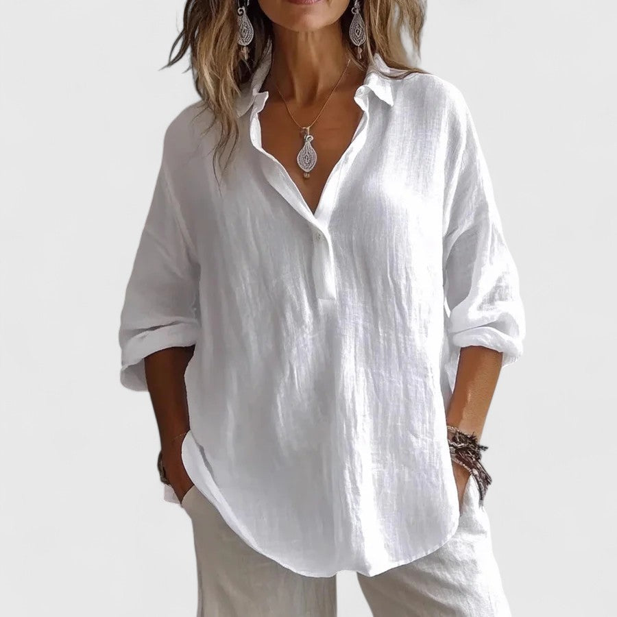 Calvinda | Women's Boho Blouse Long Sleeve Top - Image 3