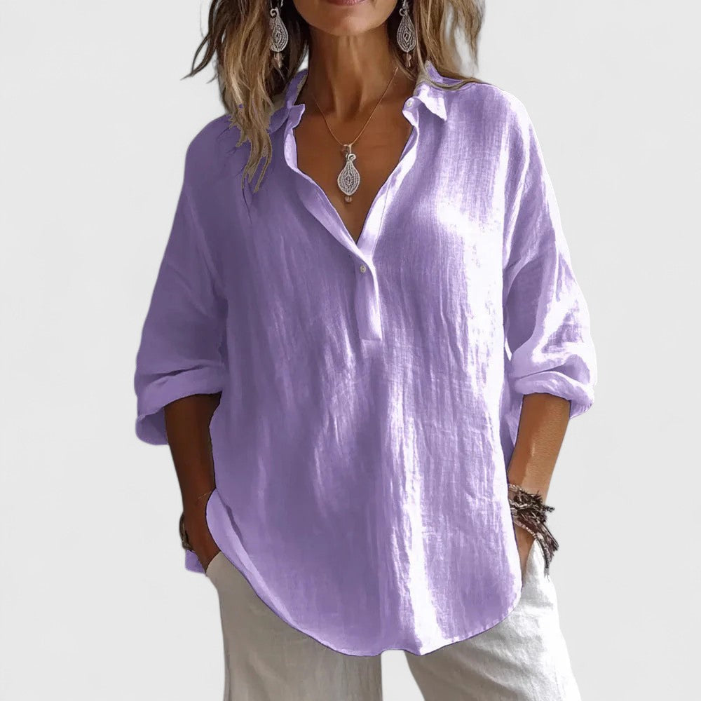 Calvinda | Women's Boho Blouse Long Sleeve Top - Image 4