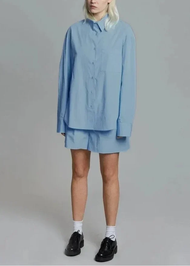 Calvindra | Women's Linen Two-Piece Shirt & Shorts Set - Brown - Image 8