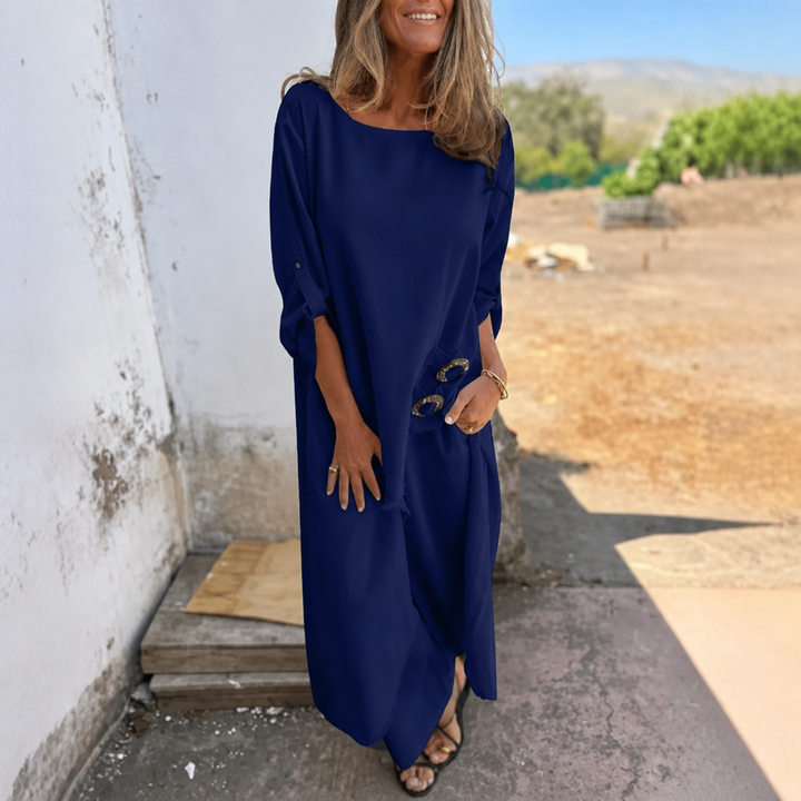 Calvine | Women's Boho Tunic & Wide Leg Pants Set - Olive Green - Image 13