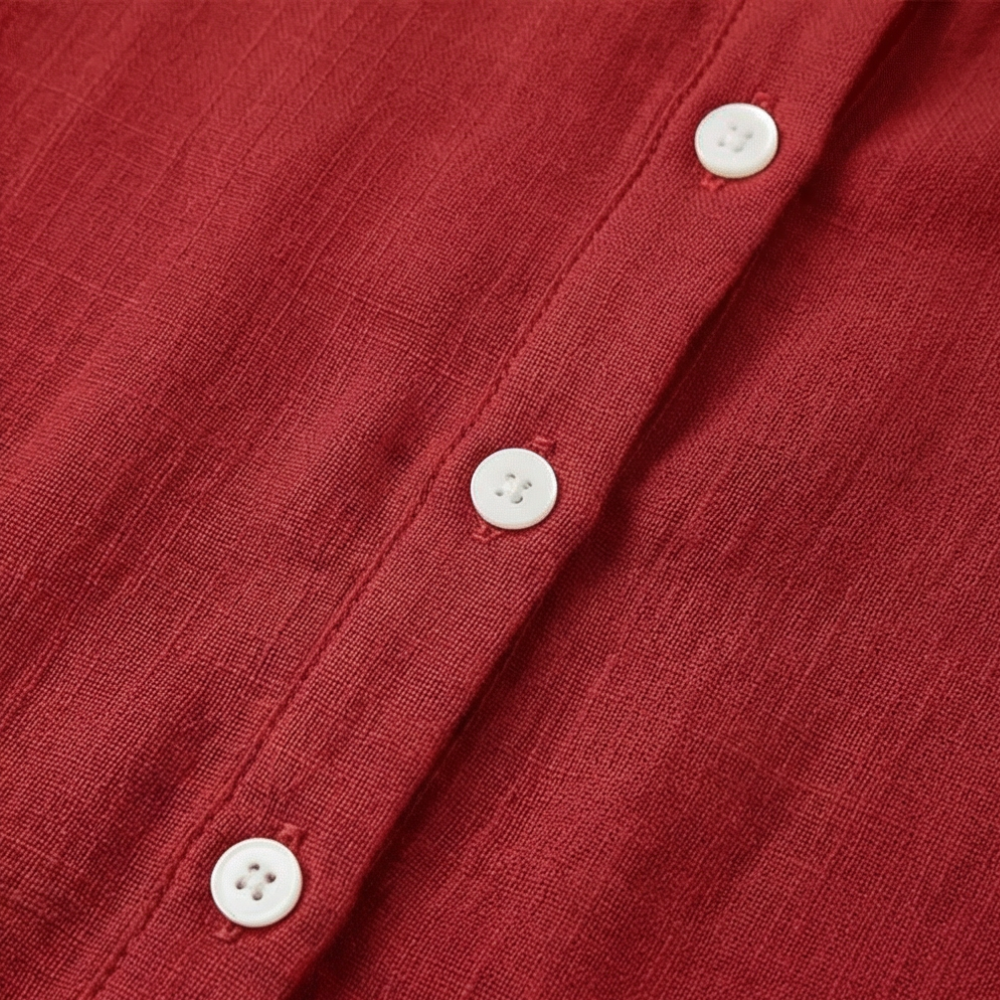 Calvine | Women's Peter Pan Collar Button-Up Blouse - Red - Image 6