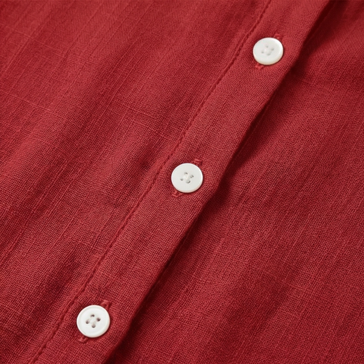 Calvine | Women's Peter Pan Collar Button-Up Blouse - Red - Image 6
