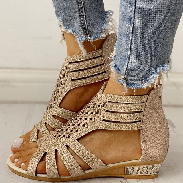 Calvisse | Women's Gladiator Wedge Sandals - Image 1