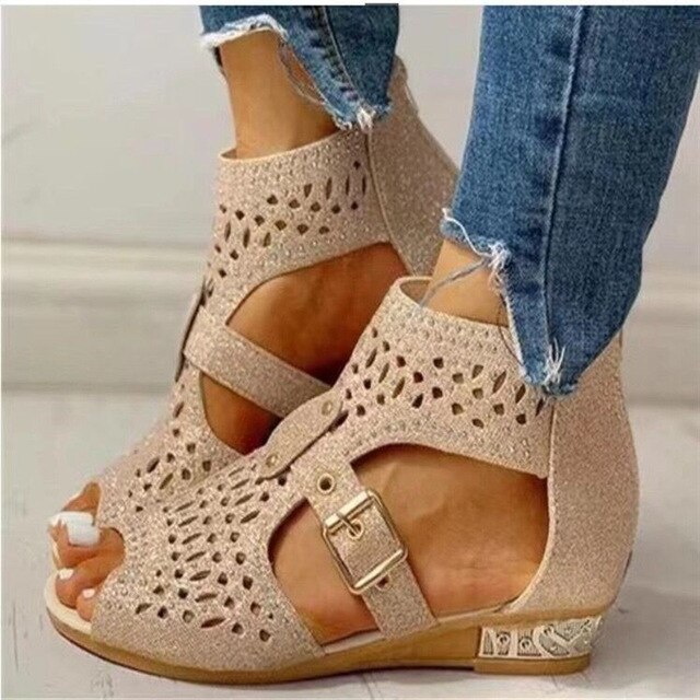 Calvisse | Women's Gladiator Wedge Sandals - Image 2