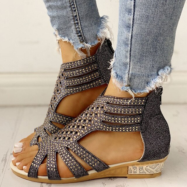 Calvisse | Women's Gladiator Wedge Sandals - Image 3