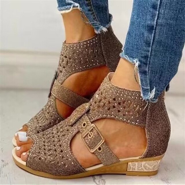 Calvisse | Women's Gladiator Wedge Sandals - Image 4