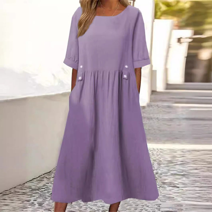 Calvorne | Women's Casual Summer Midi Dress with Pockets - Image 1
