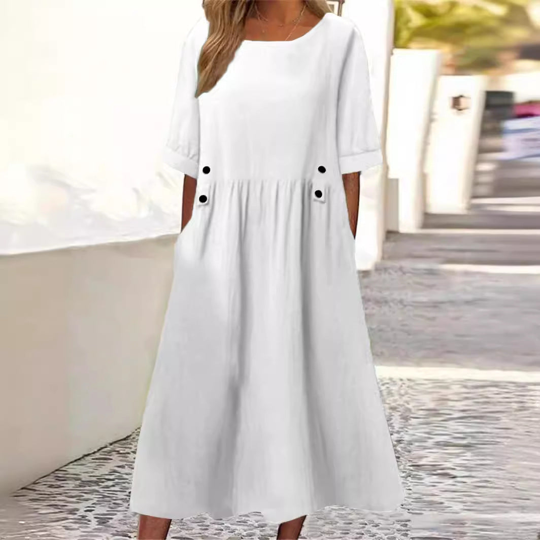 Calvorne | Women's Casual Summer Midi Dress with Pockets - Image 3