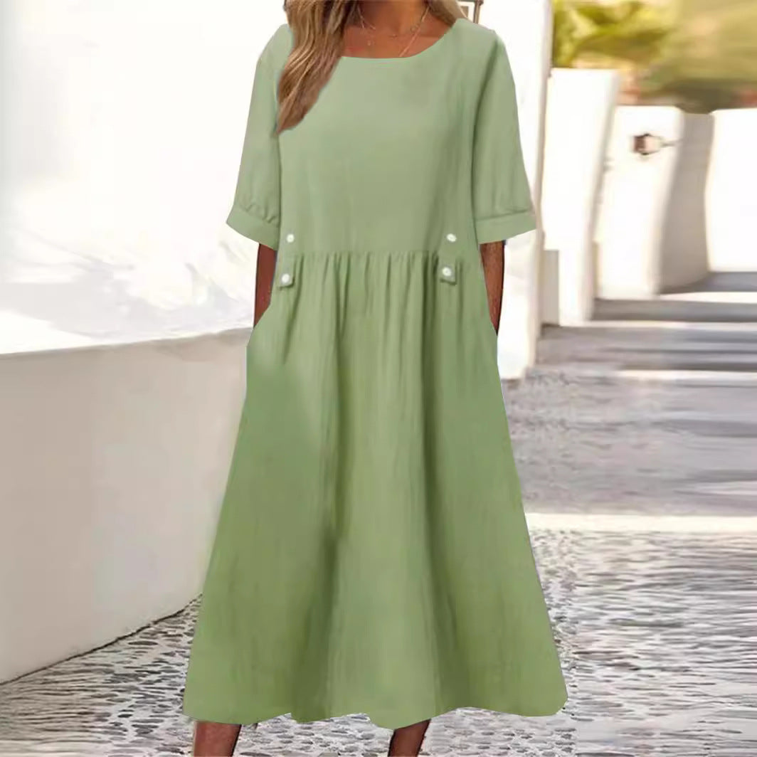 Calvorne | Women's Casual Summer Midi Dress with Pockets - Image 4