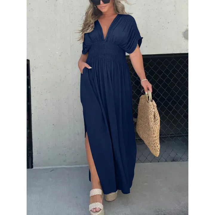 Calvorne | Women's Maxi Sundress Deep V-Neck - Black - Image 8