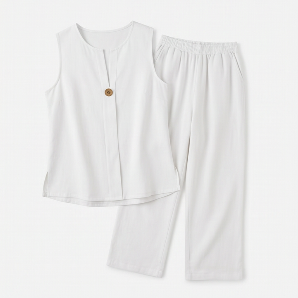 Calwyn | Women's Linen Co-Ord Set with Wide-Leg Pants - Black - Image 10