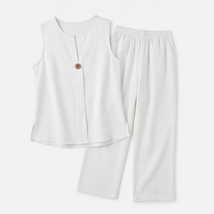 Calwyn | Women's Linen Co-Ord Set with Wide-Leg Pants - Black - Image 10