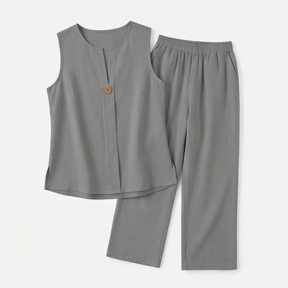 Calwyn | Women's Linen Co-Ord Set with Wide-Leg Pants - Black - Image 11