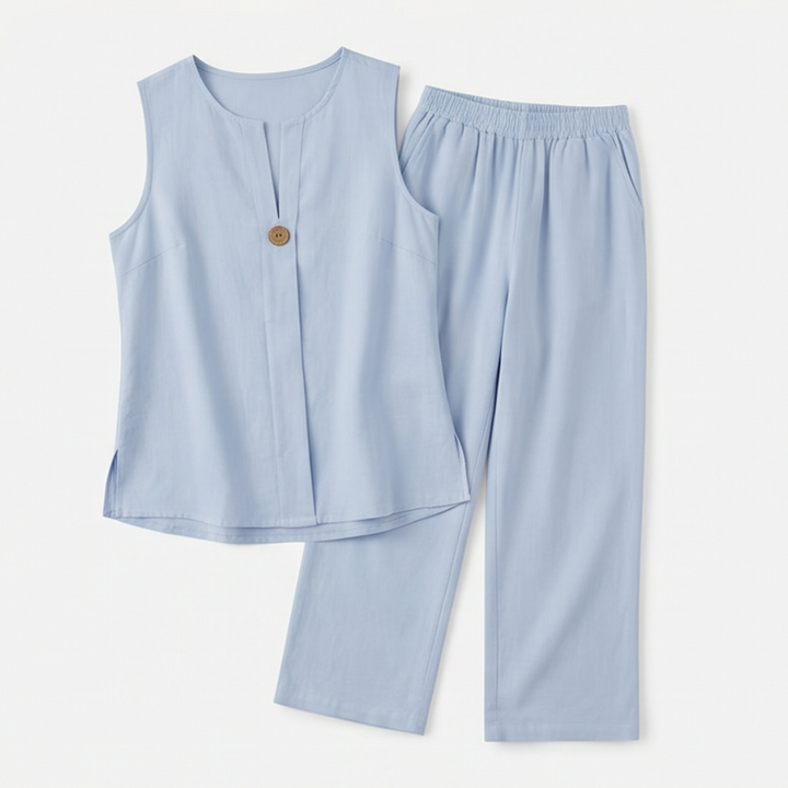 Calwyn | Women's Linen Co-Ord Set with Wide-Leg Pants - Black - Image 13