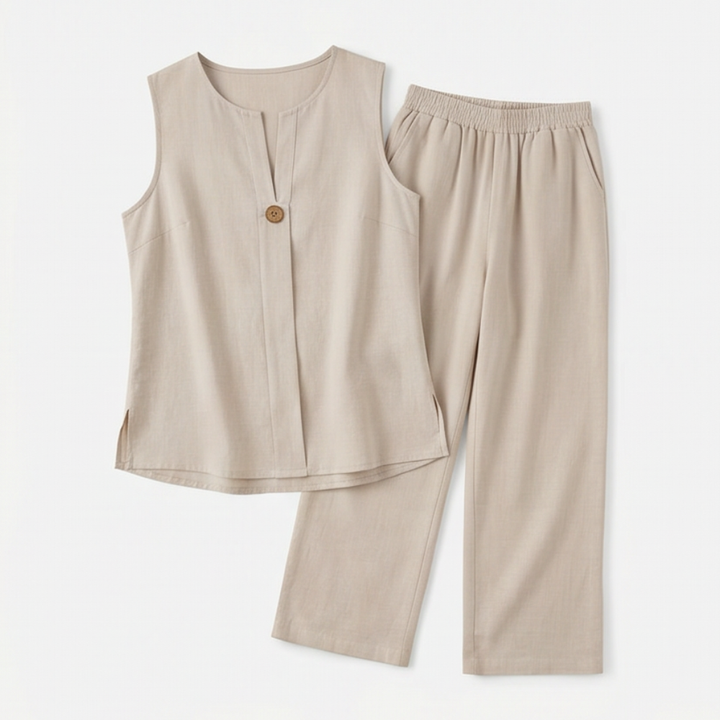 Calwyn | Women's Linen Co-Ord Set with Wide-Leg Pants - Black - Image 14