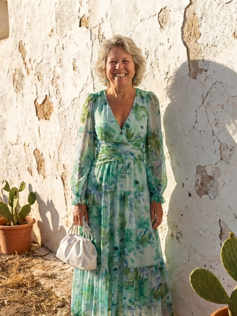 Camellia | Women's Floral Wrap Long Sleeve Maxi Dress - Floral - Image 12