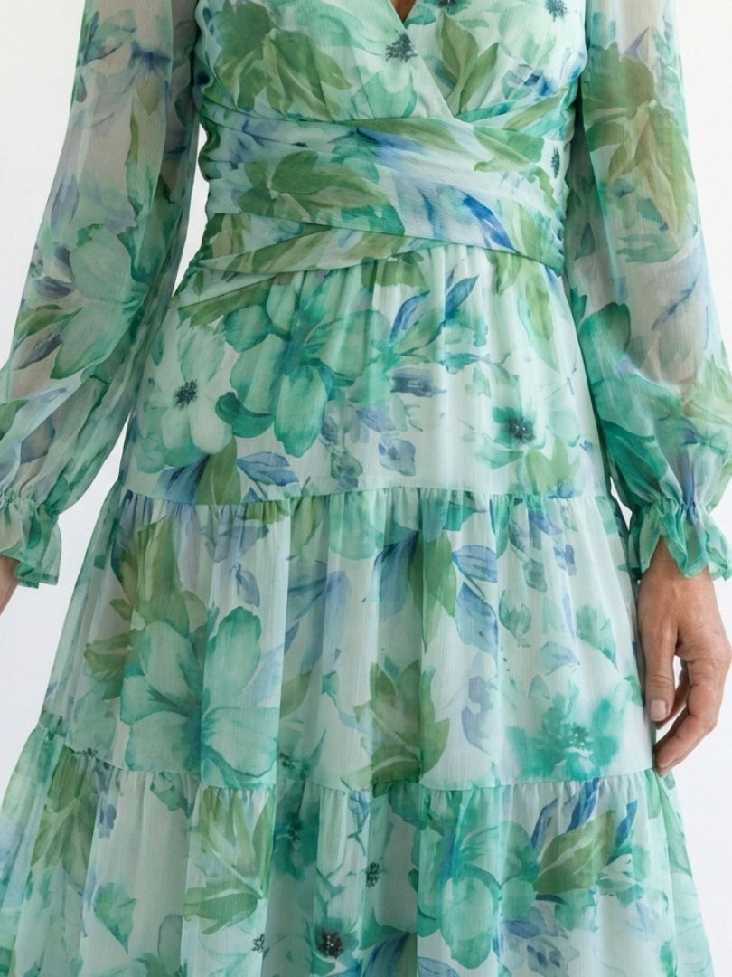 Camellia | Women's Floral Wrap Long Sleeve Maxi Dress - Floral - Image 2
