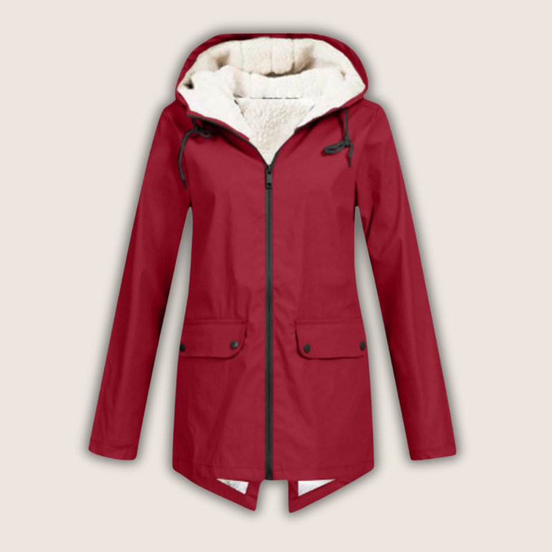 Camellia | Women's Hooded Waterproof Jacket - Red - Image 1
