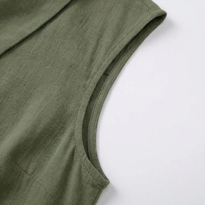 Carinda | Women's Sleeveless Collared Button-Up Blouse - Sage - Image 7