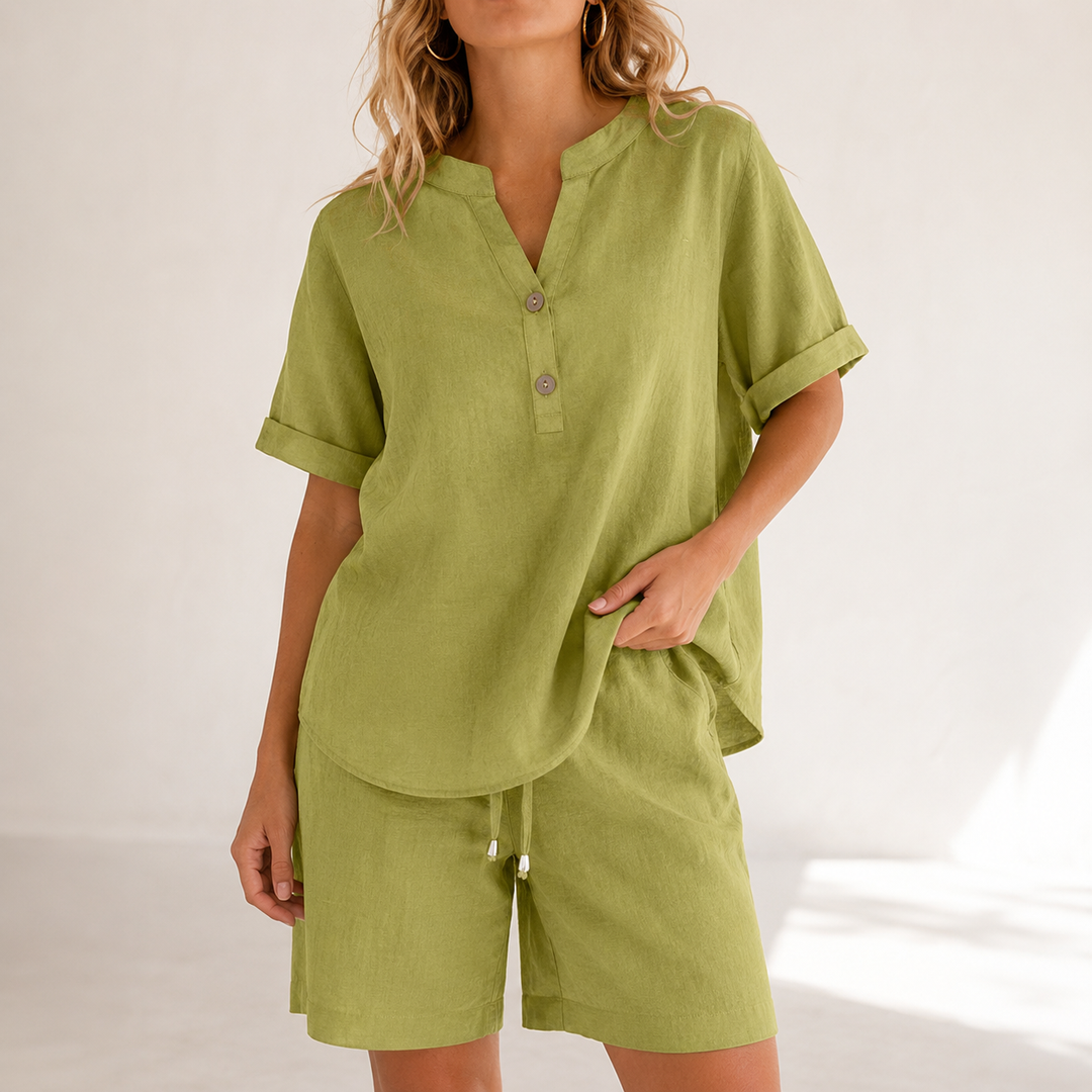 Carvelle | Women's Boho Top & Shorts Linen Set - Image 1