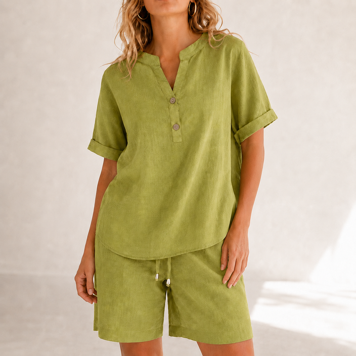 Carvelle | Women's Boho Top & Shorts Linen Set - Image 11