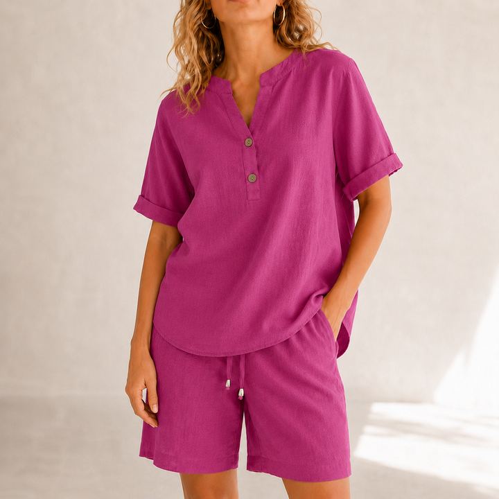 Carvelle | Women's Boho Top & Shorts Linen Set - Image 12