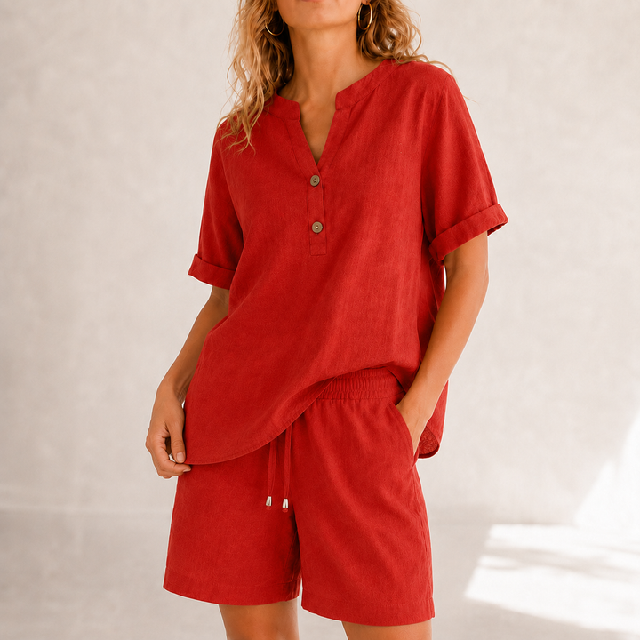 Carvelle | Women's Boho Top & Shorts Linen Set - Image 16