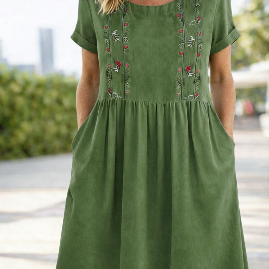 Carvena | Women's Linen Summer Dress Midi - Mustard - Image 11