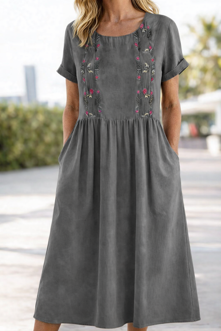 Carvena | Women's Linen Summer Dress Midi - Mustard - Image 6