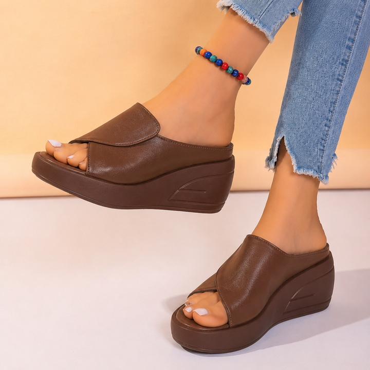 Carvindra | Women's Platform Wedge Sandals Open Toe - Black - Image 5