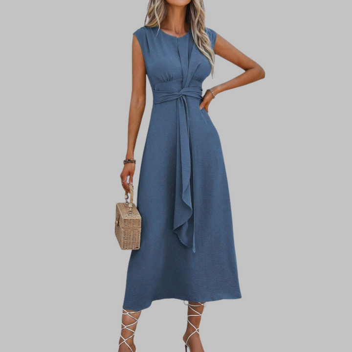 Catriona | Women's Formal Sleeveless Midi Dress - Blue - Image 1