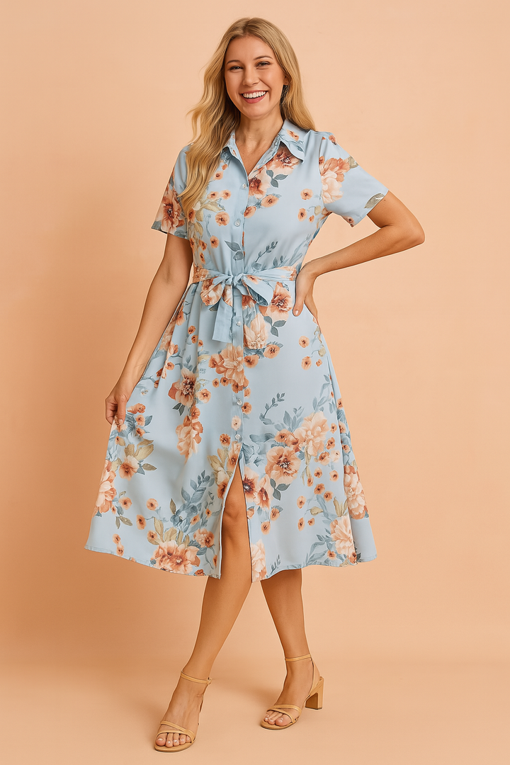 Cavendelle | Women's Summer Midi Shirt Dress - Image 1