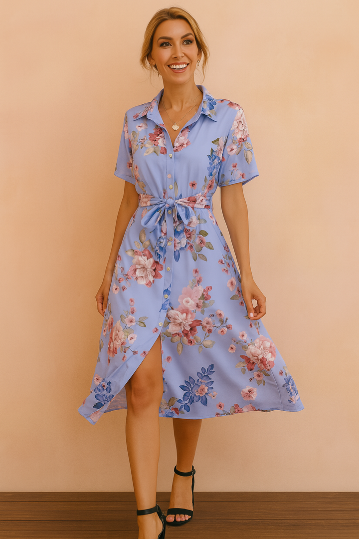 Cavendelle | Women's Summer Midi Shirt Dress - Image 2