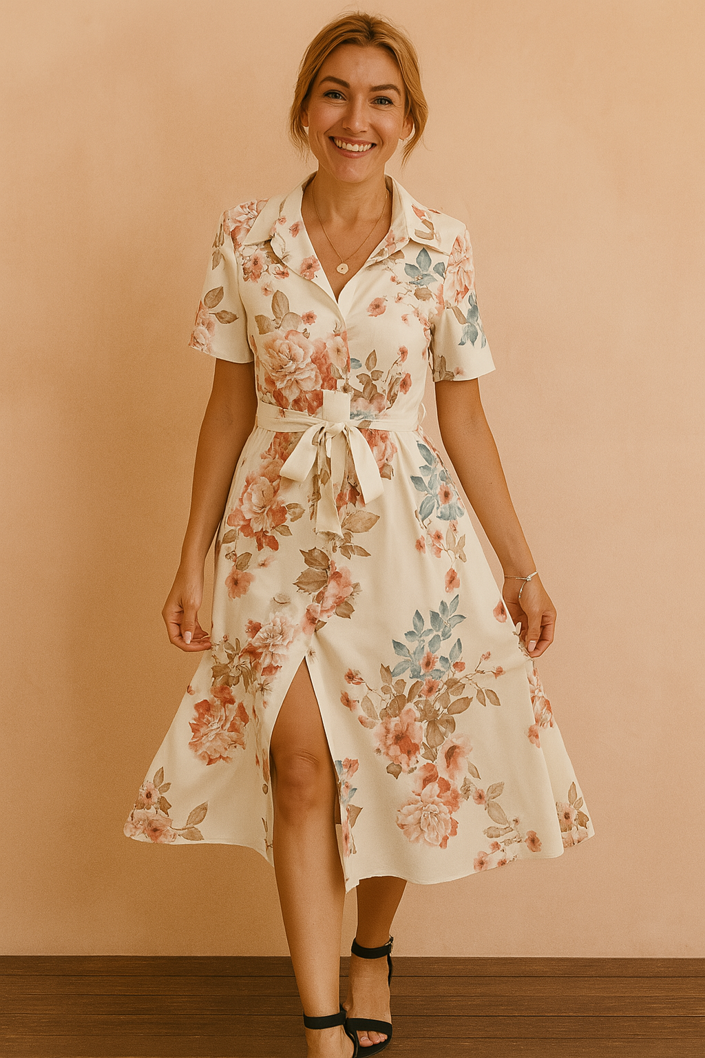 Cavendelle | Women's Summer Midi Shirt Dress - Image 3