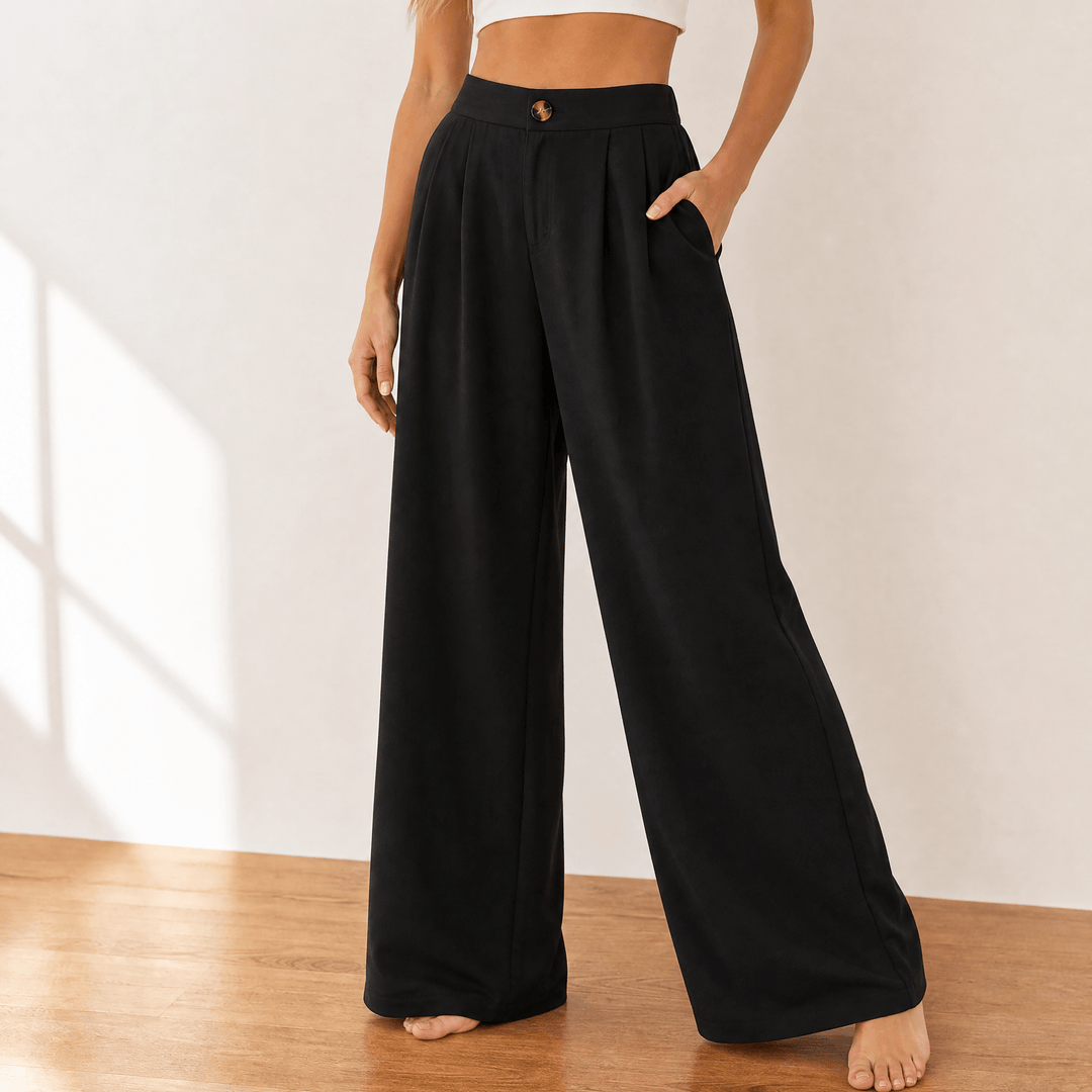 Cavendish | Women's Wide Leg High Waist Trousers - White - Image 16