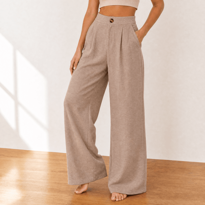 Cavendish | Women's Wide Leg High Waist Trousers - White - Image 17