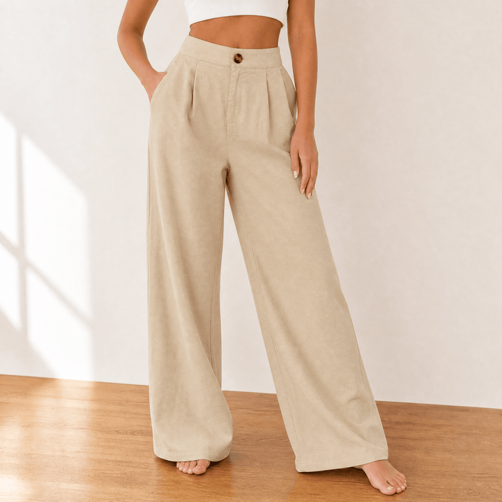 Cavendish | Women's Wide Leg High Waist Trousers - White - Image 18