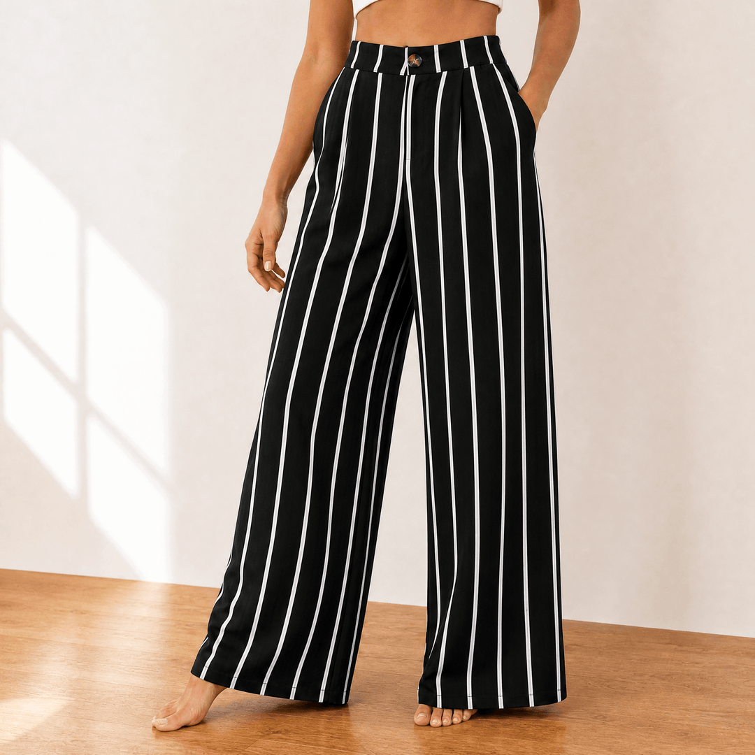 Cavendish | Women's Wide Leg High Waist Trousers - White - Image 20