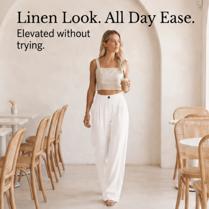 Cavendish | Women's Wide Leg High Waist Trousers - White - Image 7
