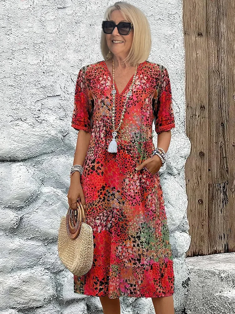 Celeste | Women's Vibrant Floral Print Midi Dress - Image 1